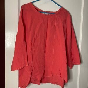Habitat Button Back Flowy Top Coral Rayon Blend Women's L Large